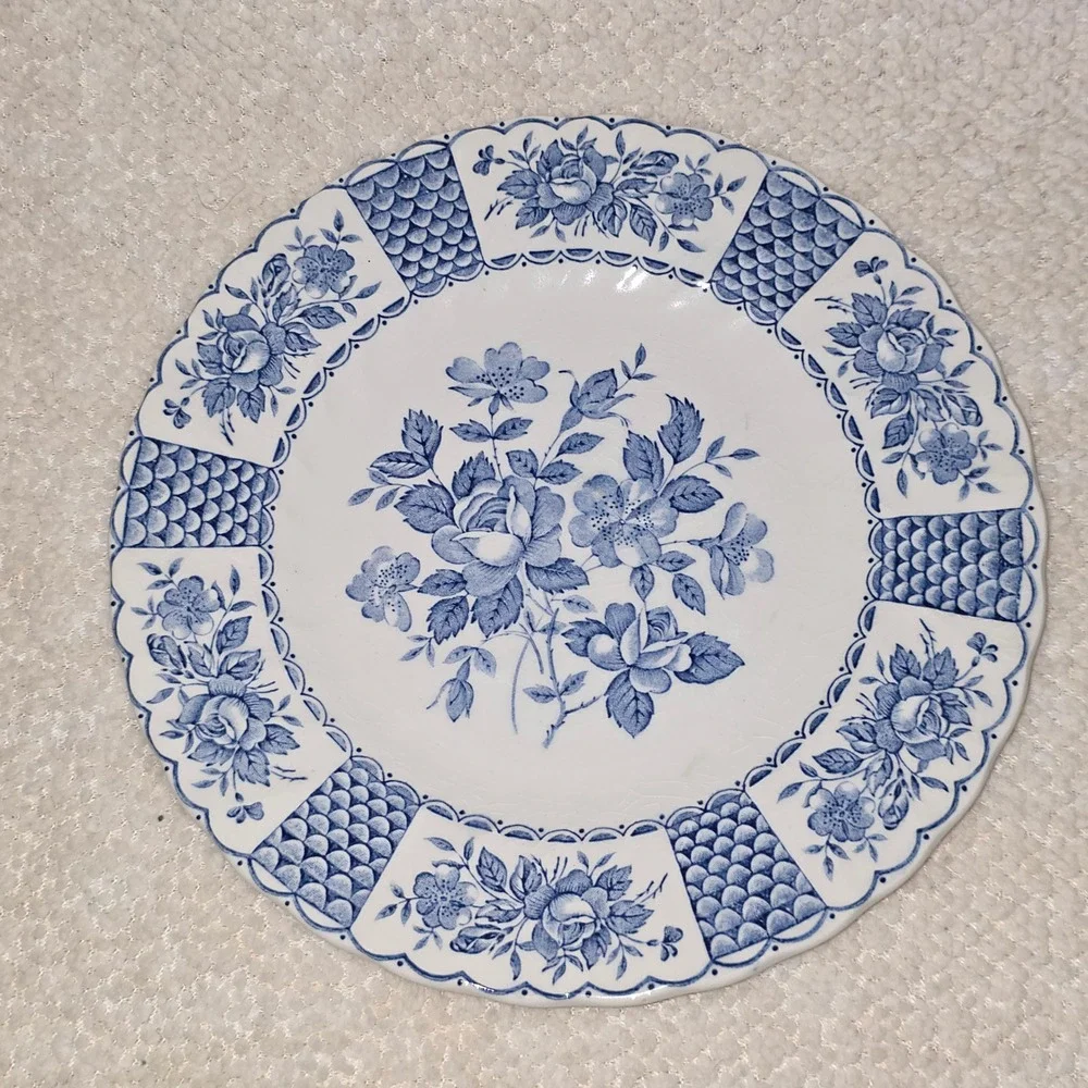 Myott Melody Side Plate Ironstone Blue White Vintage 1982 Floral England 7.6